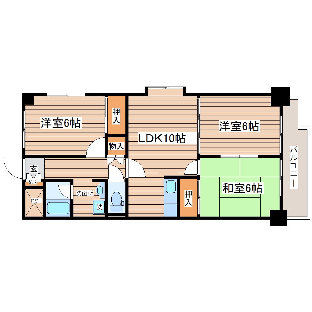 パークサイド891(3LDK/6階)の間取り写真