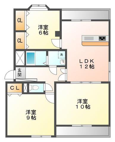GRANDE甲子園六番町(3LDK/2階)の間取り写真