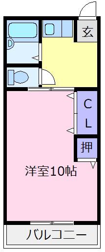 ナニワハイツ(1DK/3階)の間取り写真