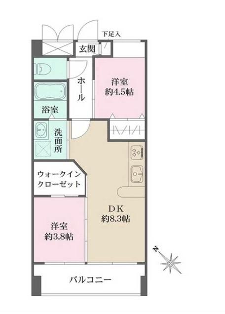 アビオン中野坂上B号棟(2LDK/3階)の間取り写真