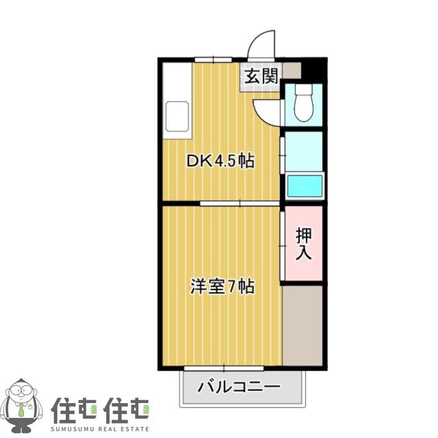青木ヒルズα-1(1DK/1階)の間取り写真