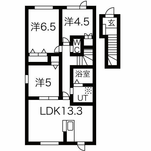 プランドール24(3LDK/2階)の間取り写真