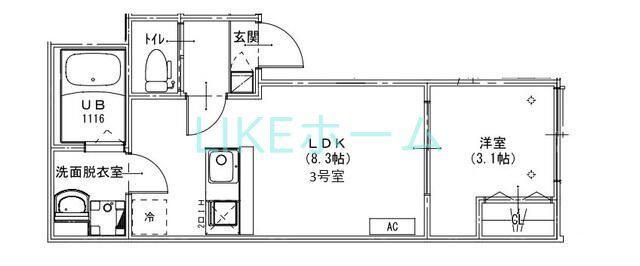 KEIAI RESIDENCE 北習志野II(1LDK/3階)の間取り写真