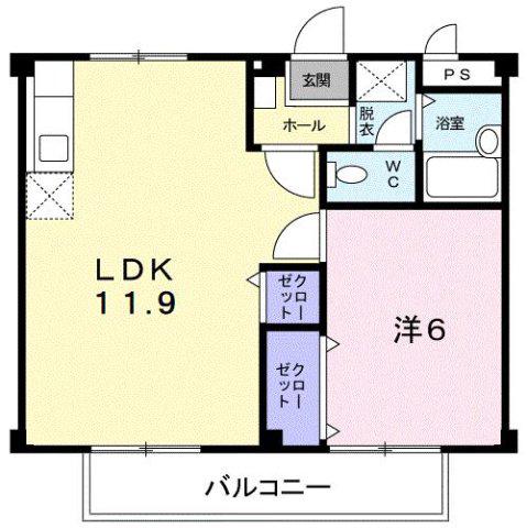 シティハイツ川地(1LDK/2階)の間取り写真