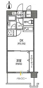 ライオンズマンション海老名第2(1DK/6階)の間取り写真