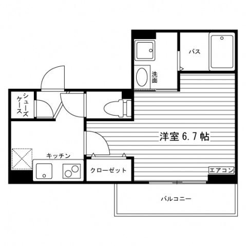 フェリーチェ(1K/1階)の間取り写真