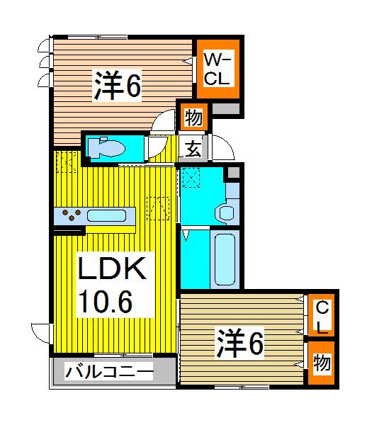BIENESTAR(2LDK/3階)の間取り写真
