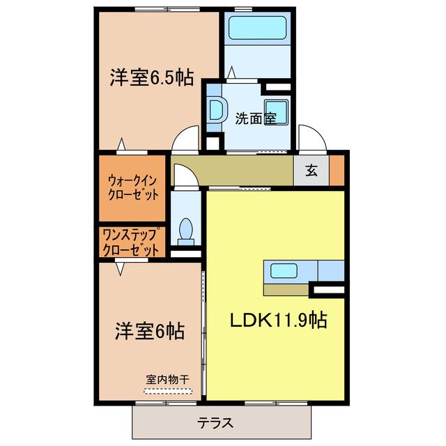 アンジュール(2LDK/1階)の間取り写真