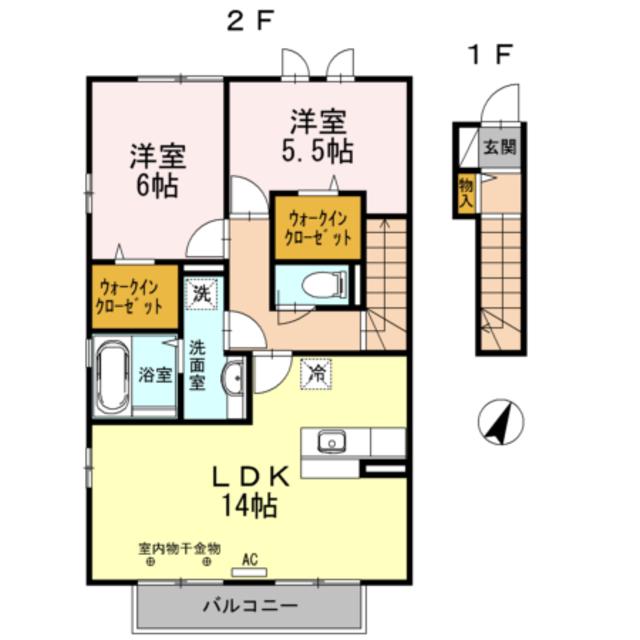 プランドール(2LDK/2階)の間取り写真