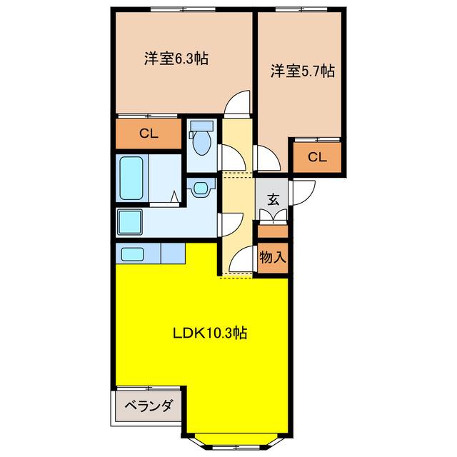 ルミナスハイム(2LDK/2階)の間取り写真