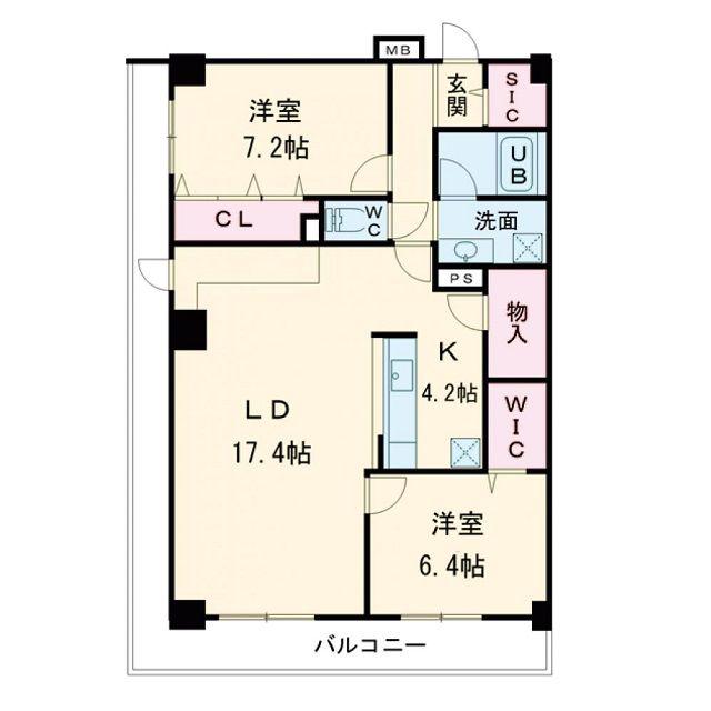 グランセジュール大国町(2LDK/2階)の間取り写真