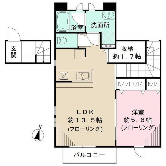 パティオ(1LDK/2階)の間取り写真