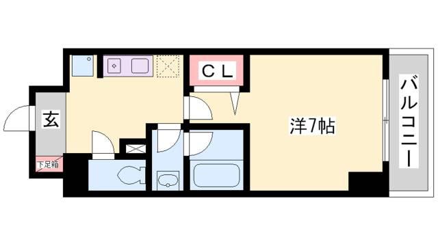 CITYSPIRE神戸元町I(1K/13階)の間取り写真