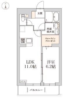 ヘリテージ宮町(1LDK/2階)の間取り写真