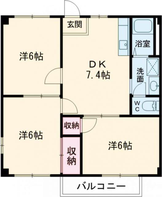 もりやまハイツ(3DK/2階)の間取り写真