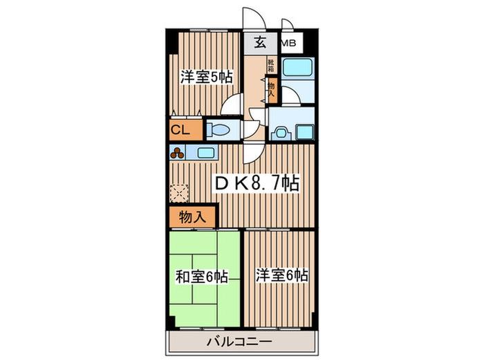 グランメール上北沢(3DK/2階)の間取り写真