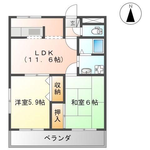 グレイスヴィラM・T(2LDK/1階)の間取り写真