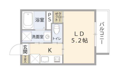 セレーノステラ和白(1K/1階)の間取り写真