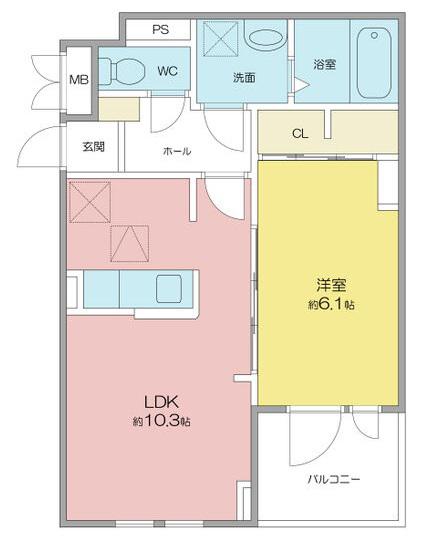 アドバンス オーシャン 徳重I(1LDK/1階)の間取り写真