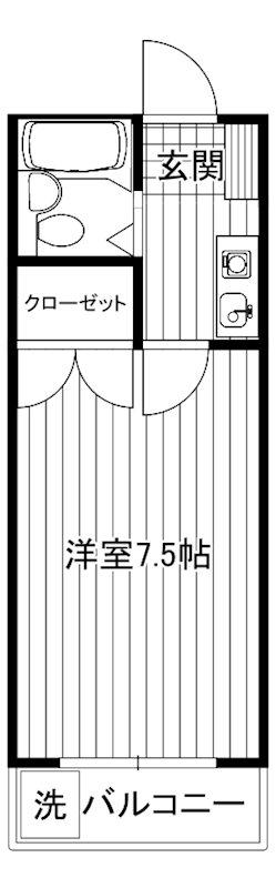 メビウスコート国立(1K/2階)の間取り写真