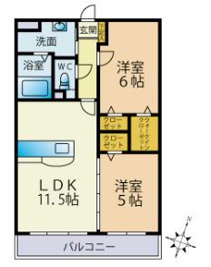 MODERN PALAZZO博多FRONT(1LDK/3階)の間取り写真