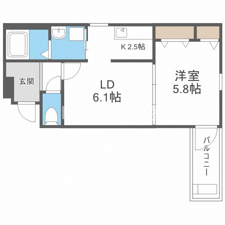 フジパレス西放出公園(1LDK/1階)の間取り写真