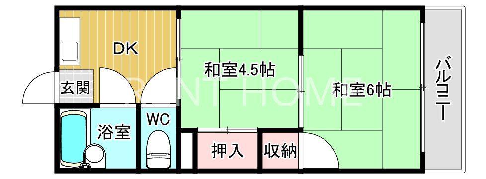 柴本マンション(2DK/1階)の間取り写真