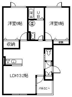 すずらん(2LDK/1階)の間取り写真