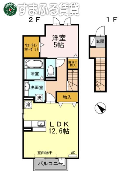 ファミールTETTO(1LDK/2階)の間取り写真