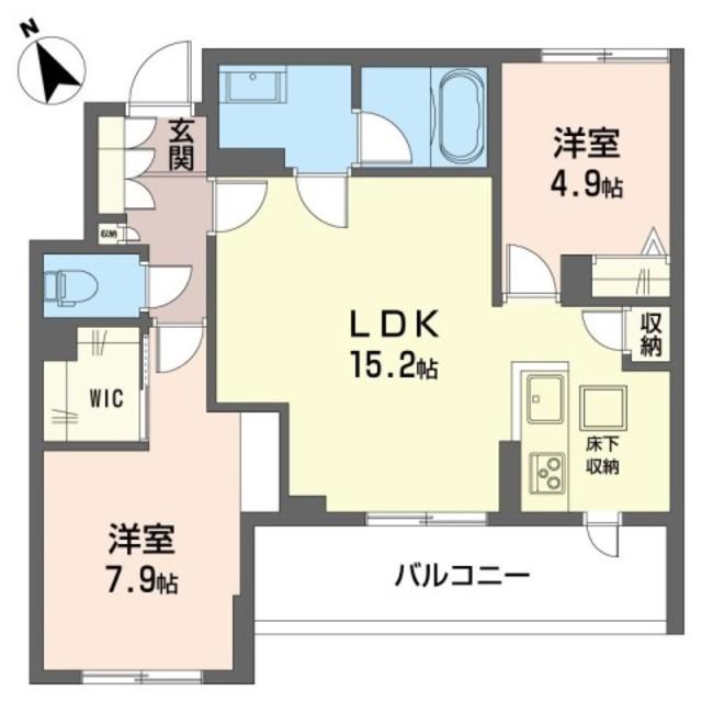 アルフラット弐(2LDK/1階)の間取り写真