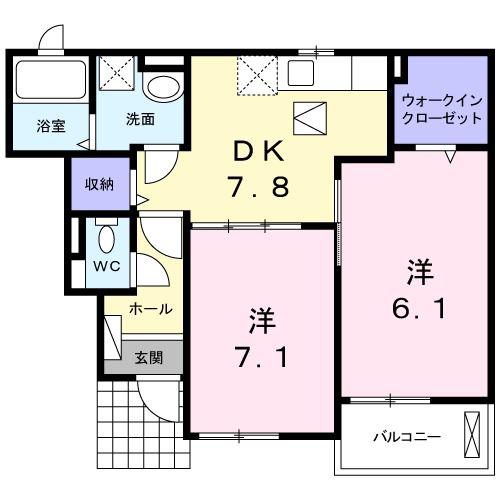 アザレーアI(2DK/1階)の間取り写真