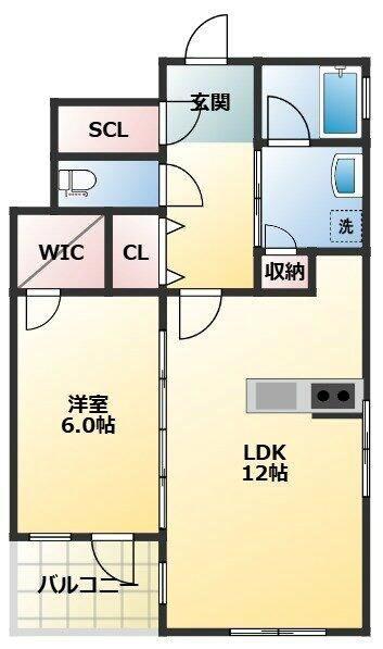 シエロアズール(1LDK/4階)の間取り写真