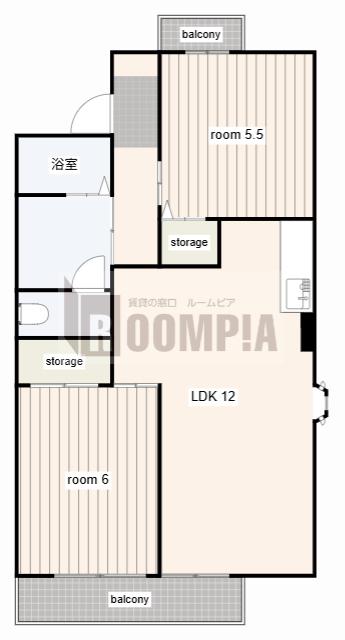 アーバンライフ羽島南台(2LDK/1階)の間取り写真