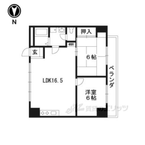 東和ハイツ本館(2LDK/3階)の間取り写真