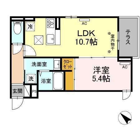 GRAND湘南 B棟(1LDK/1階)の間取り写真