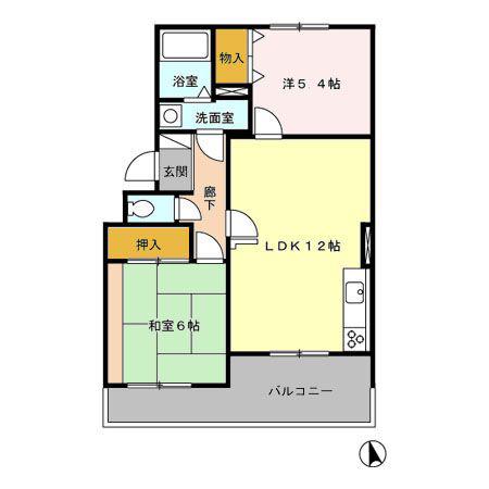エスポワール東大和(2LDK/3階)の間取り写真