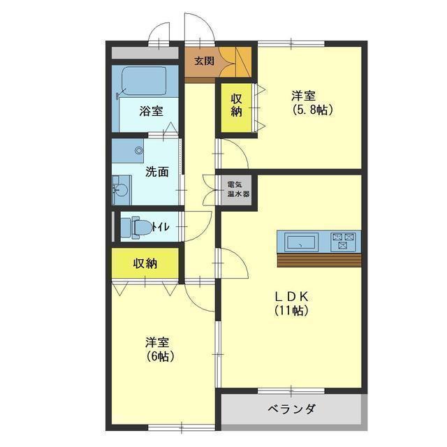 ブランシュール(2LDK/2階)の間取り写真