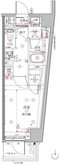 クレイシアIDZ芦花公園(1K/5階)の間取り写真