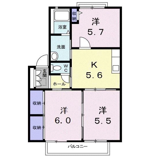 Kパレス(3K/2階)の間取り写真