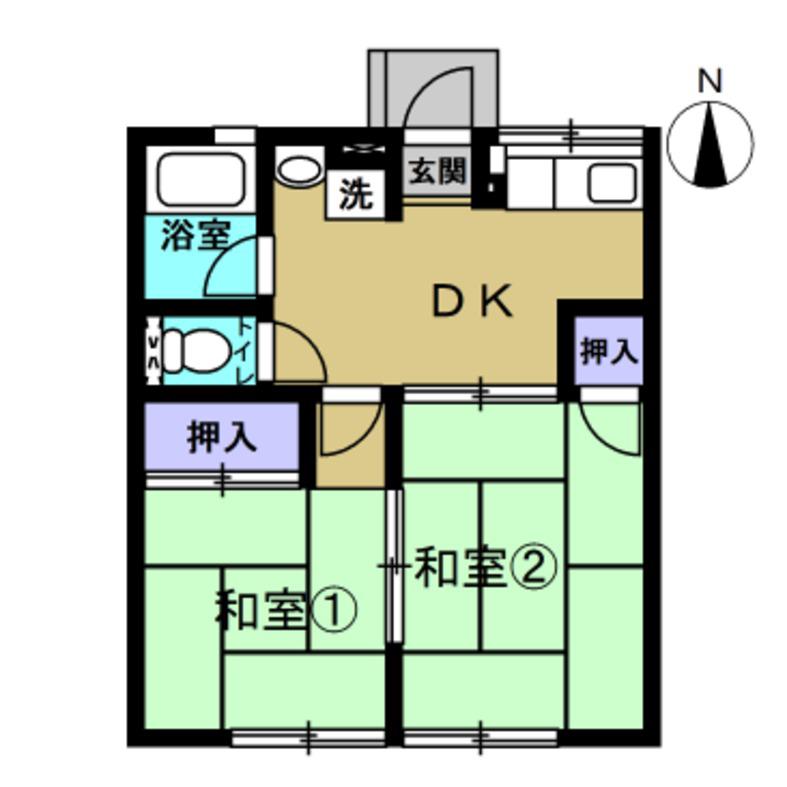 シティハイム サカキバラ(2DK/1階)の間取り写真