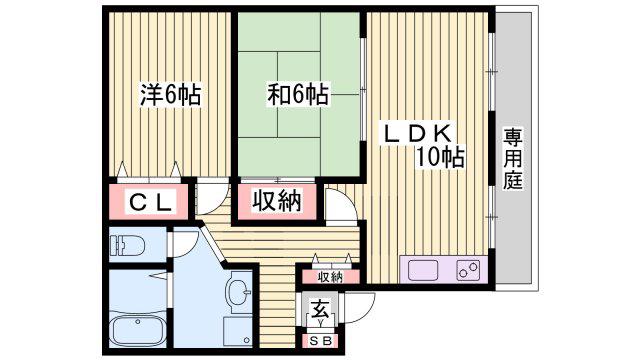 メゾンフィディリオB棟(2LDK/1階)の間取り写真