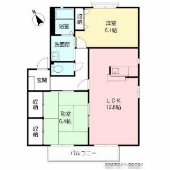 プリムヴェールパルクG棟(2LDK/2階)の間取り写真