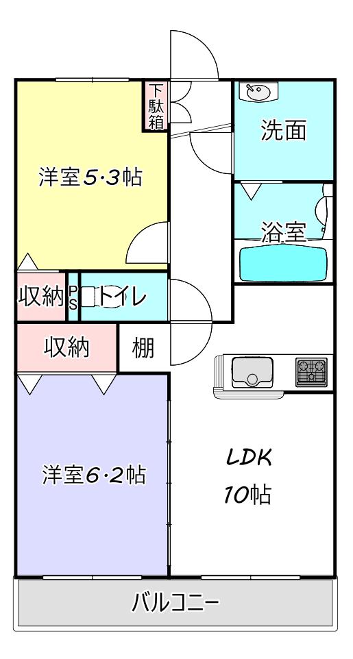 グラン・エステート南小川(2LDK/4階)の間取り写真