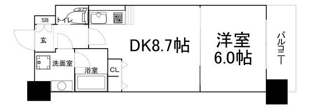 グランシス天満橋(1LDK/11階)の間取り写真