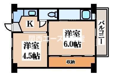 ビレッジハウス久保(1DK/3階)の間取り写真