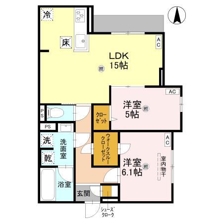 トリシア今川(2LDK/3階)の間取り写真