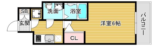 エスリード弁天町ベイコート(1K/7階)の間取り写真