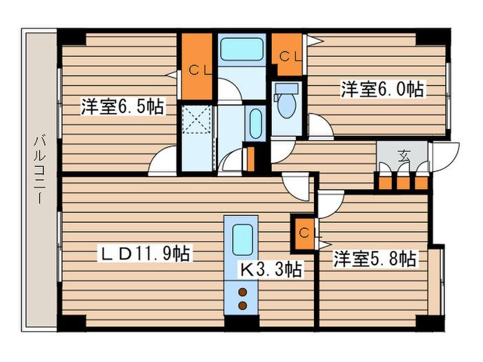 ホーリーフォート南平岸(3LDK/5階)の間取り写真