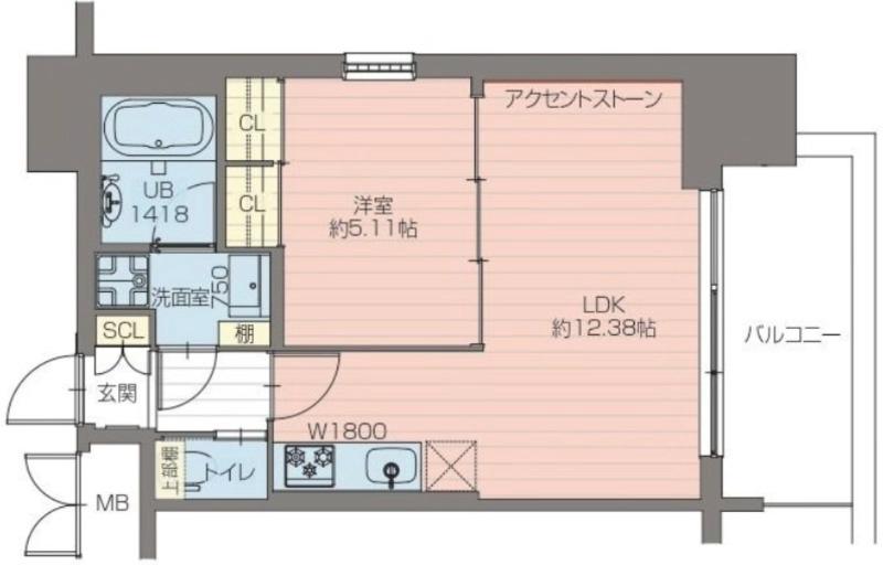 プレジオ阿波座9-15F(1LDK/12階)の間取り写真