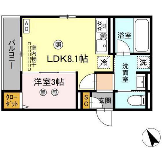 ルミエ西川口(1LDK/2階)の間取り写真